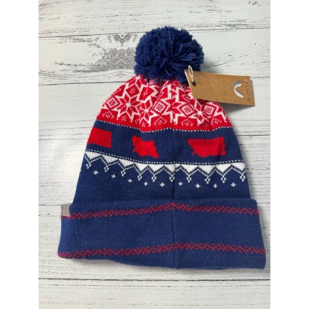 NEW Cirque‎ Montana Blue-Red-White Grand Beanie Soft Knit Cap Unisex One Size